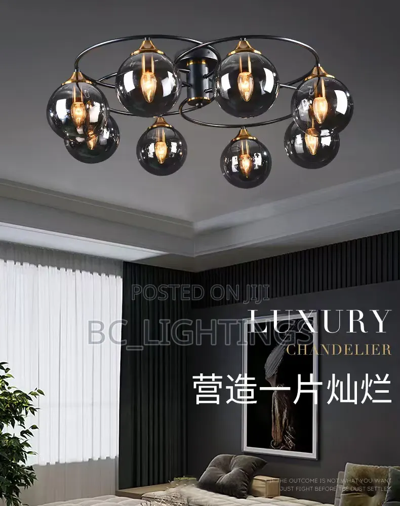 Smoky Gray Amber Glass Ball Dining Room Kitchen Light Flush Mount Lamp