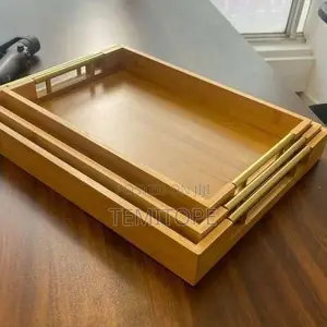 Polished 3 in 1 Natural Bamboo Wooden Serving Tray