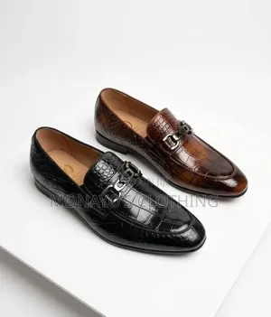 Original Vangelo Italy Design Croc Skin Loafers - Black Brown