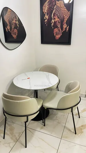 3 Seater Modern Portable Dining Set, Marble Top