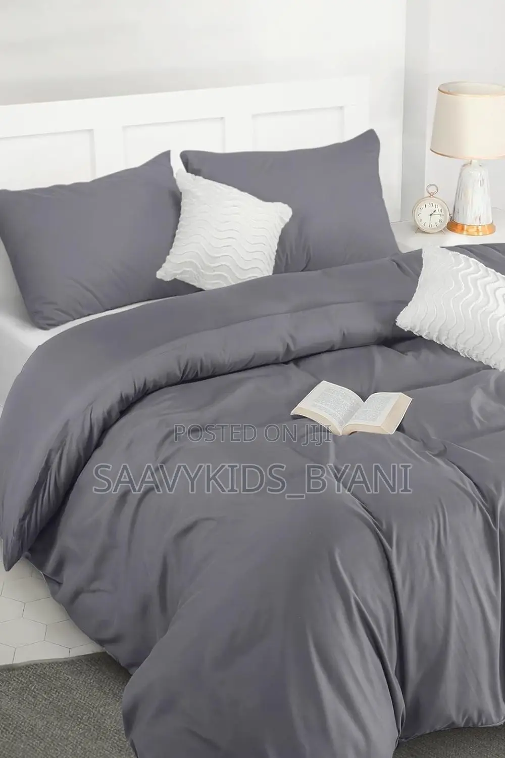 Plain Grey Duvet Set With 4 Pillowcase, Bedsheet and Duvet
