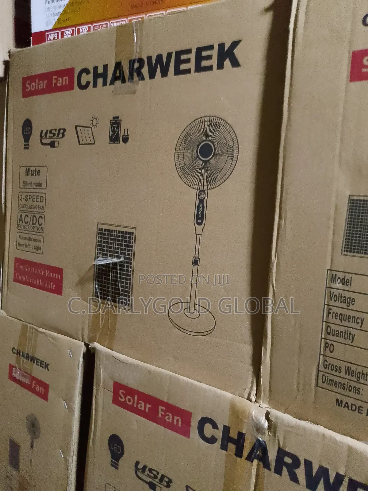 Charweek Solar Rechargeable Standing Fan