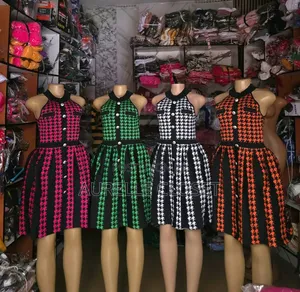 Ladies Houndstooth Flare Dress – Multiple Colours