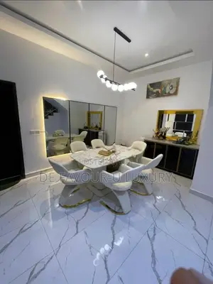 Contemporary Marble Dining Table by 6 Chairs