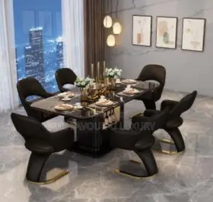 Contemporary Marble Dining Table by 6 Chairs
