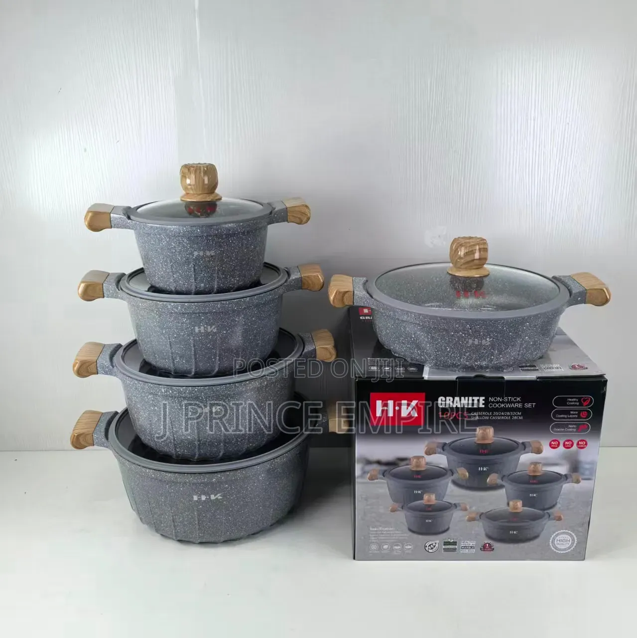 Granite Set of 5 Cooking Pots (Medium to Small)