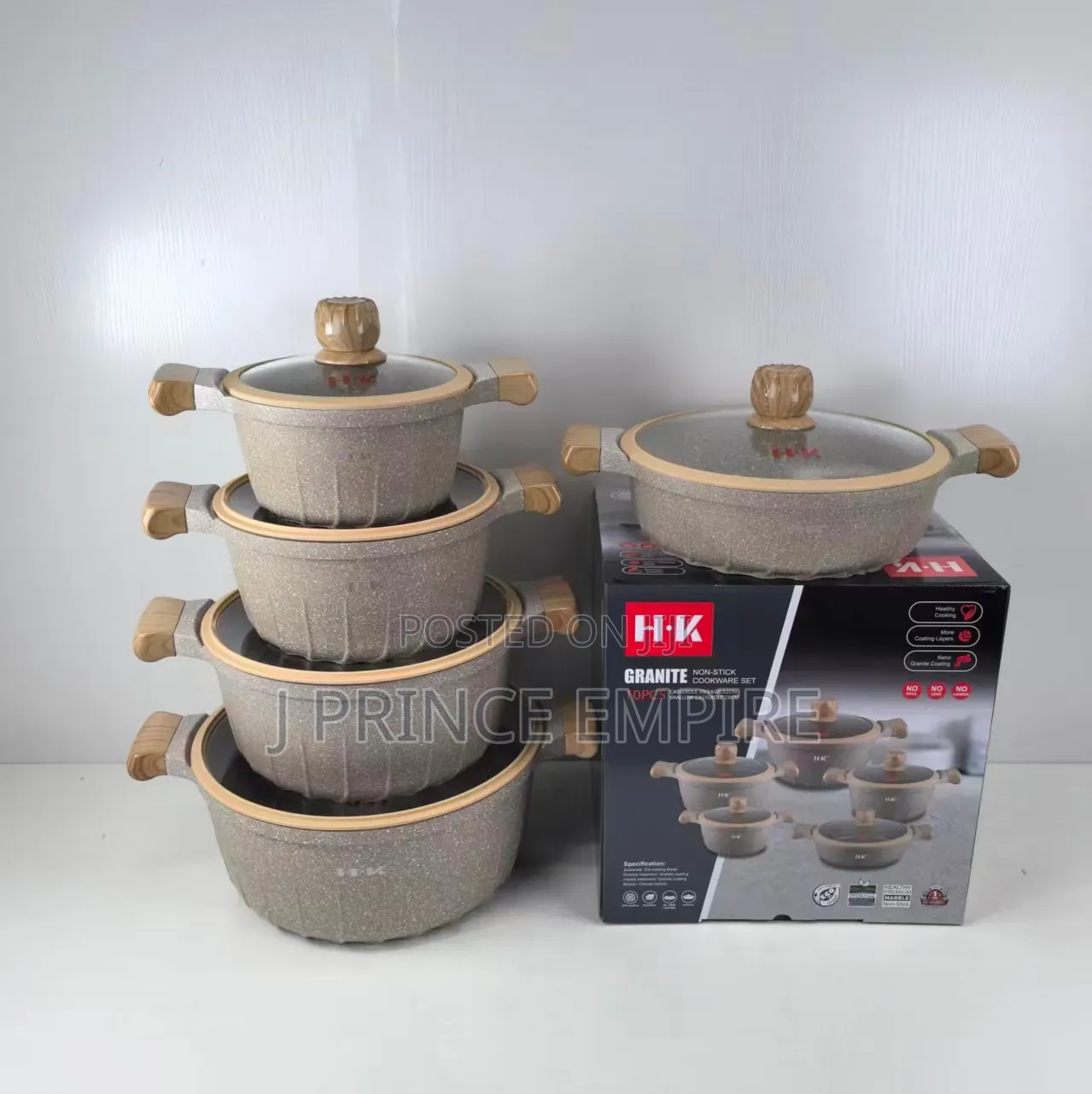 Granite Set of 5 Cooking Pots (Medium to Small)
