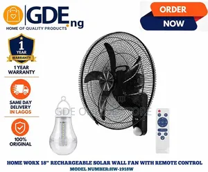 Home Work 18inch Rechargeable Wall Fan With Solar Panel