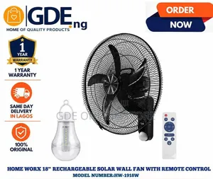 Home Work 18inch Rechargeable Wall Fan With Solar Panel
