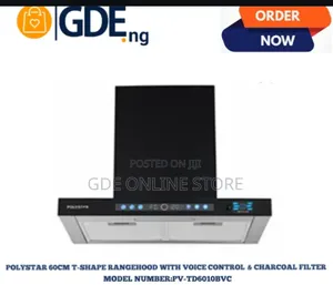 Polystar 60cm Tshape Rangehood With Voice Control and Charcoal Filter