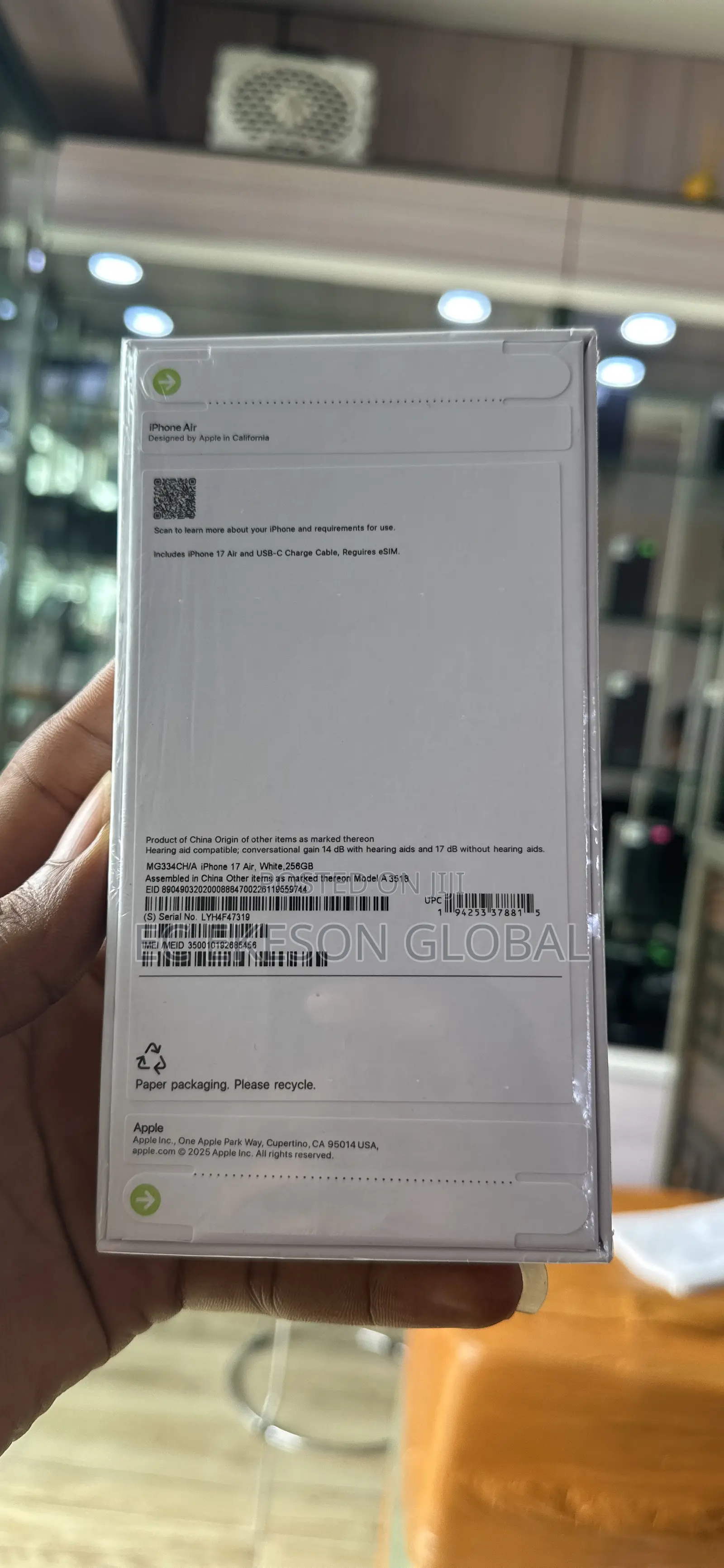 New Apple iPhone Air 256 GB White