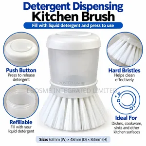 Detergent Dispensing Kitchen Brush With Push Button