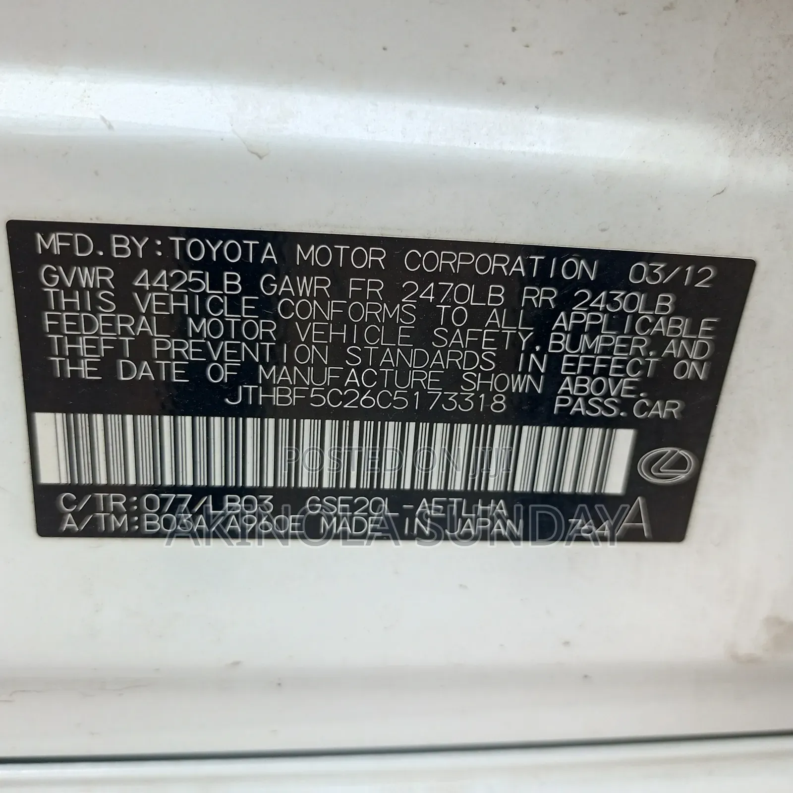 Lexus IS 2012 White
