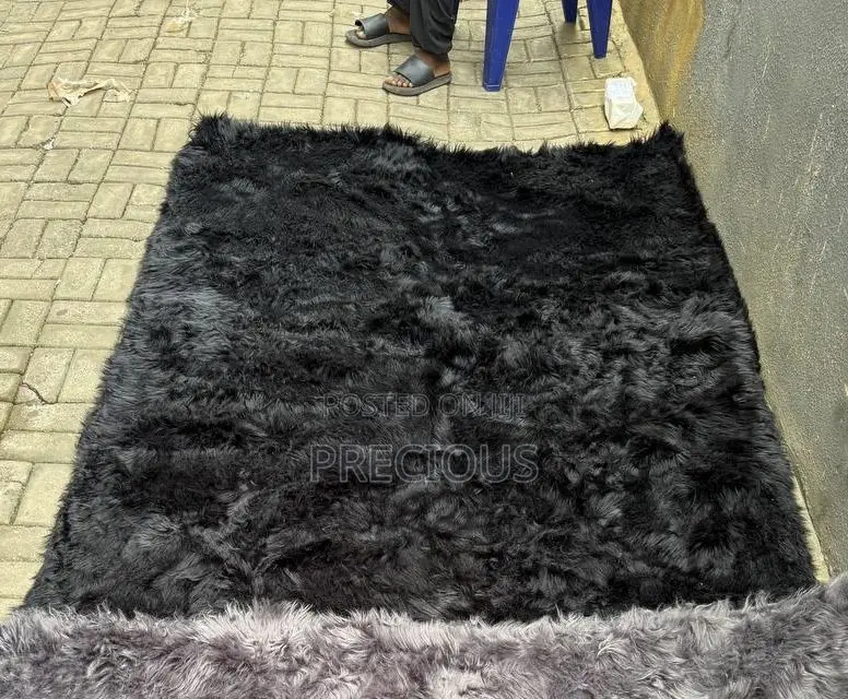 Black High Quality Fluffy Rug 5ftx7ft