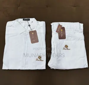 Original Italian White Loro Piani Linen 2piece Set M-4xl