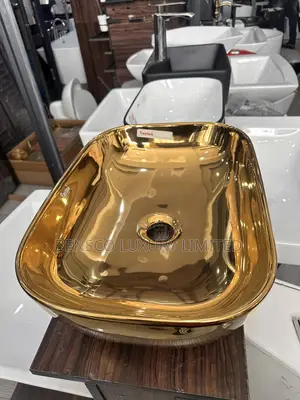 Golden Rectangular Countertop Wash Basin