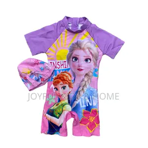 Girls Swimming Costume With Cap - Multi Colours