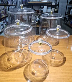 5pieces Acrylic Pantry Storage Jars With Crystal Knob Lids