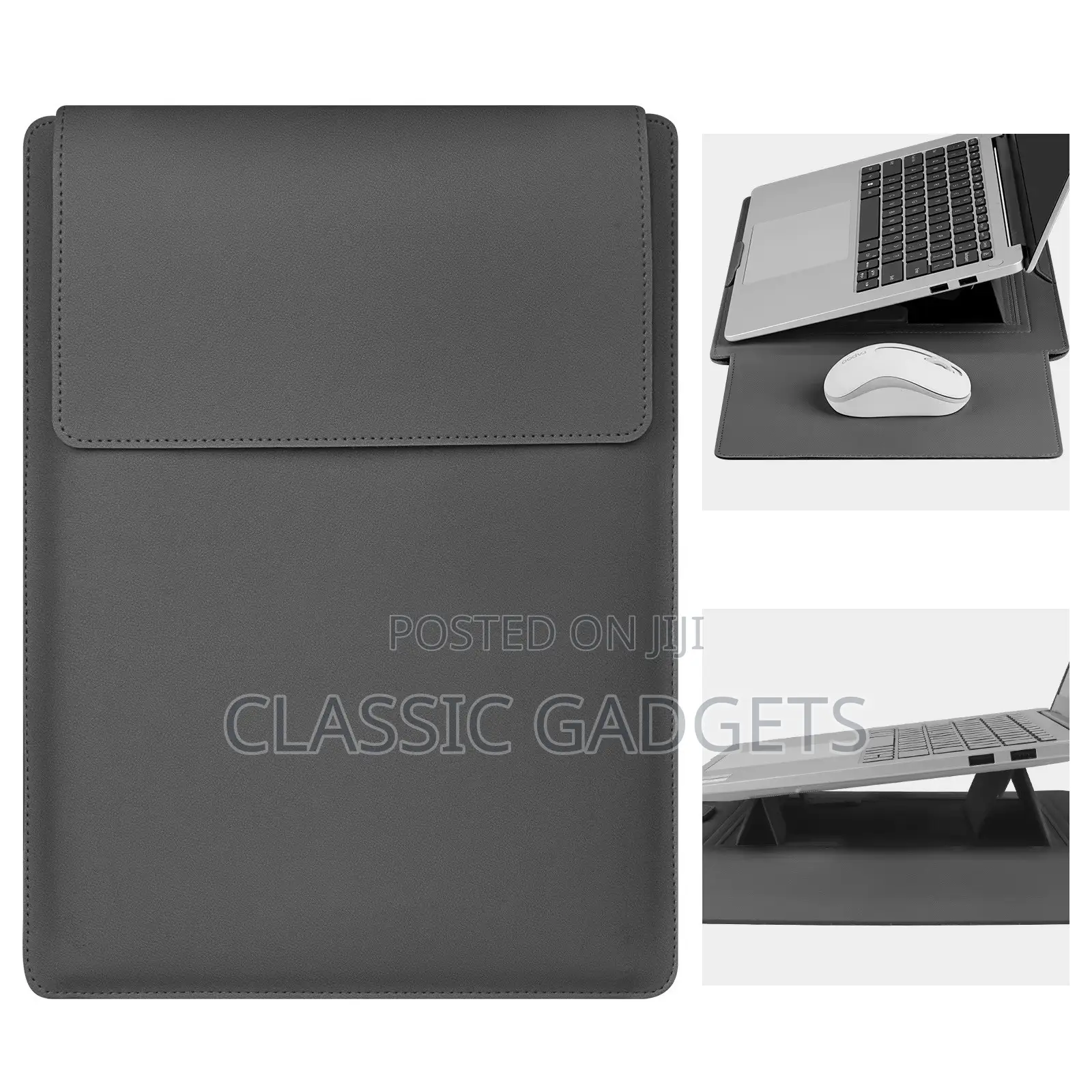 Egonomic Pu Leather Laptop Sleeve With Stand and Mousepad