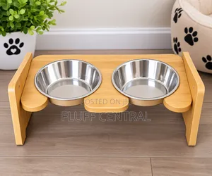 Elevated Double Diner With Stainless Bowls for Small Breeds
