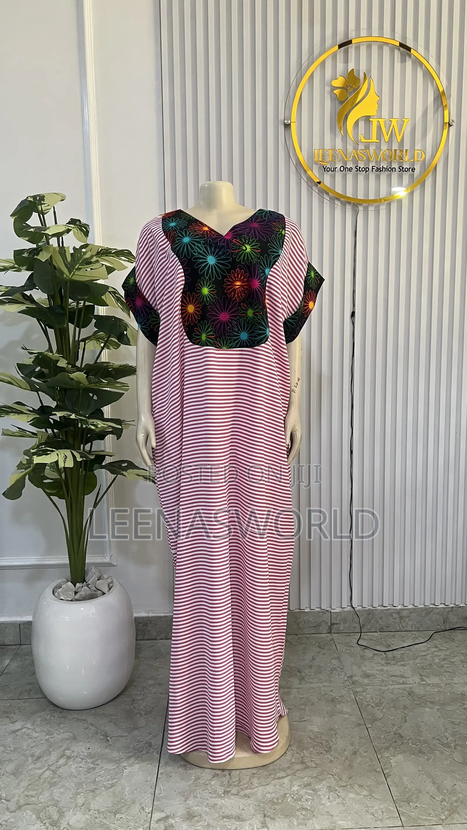 Cotton Stripe Bubu Gown
