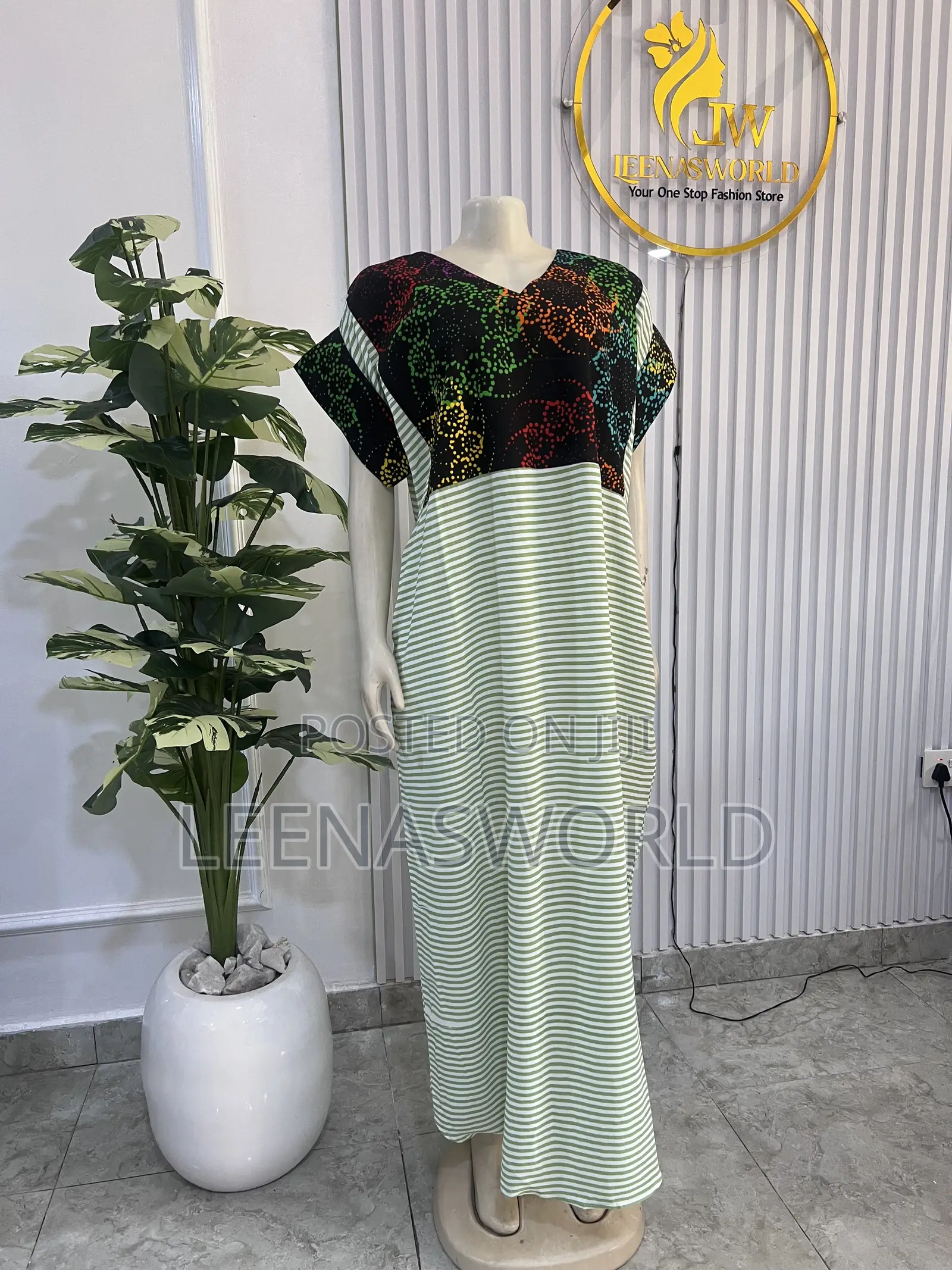 Cotton Stripe Bubu Gown