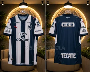 Monterrey Football Jersey – Blue White Striped | Premium Quality