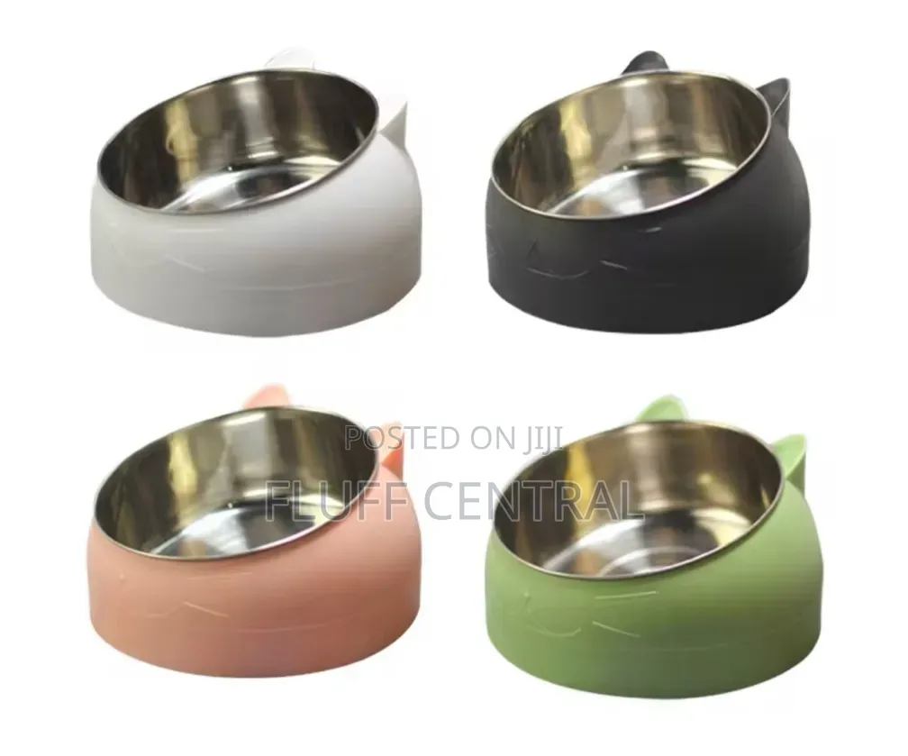 Tilted Plastic Bowl N Stainless( Cat Ear Design)