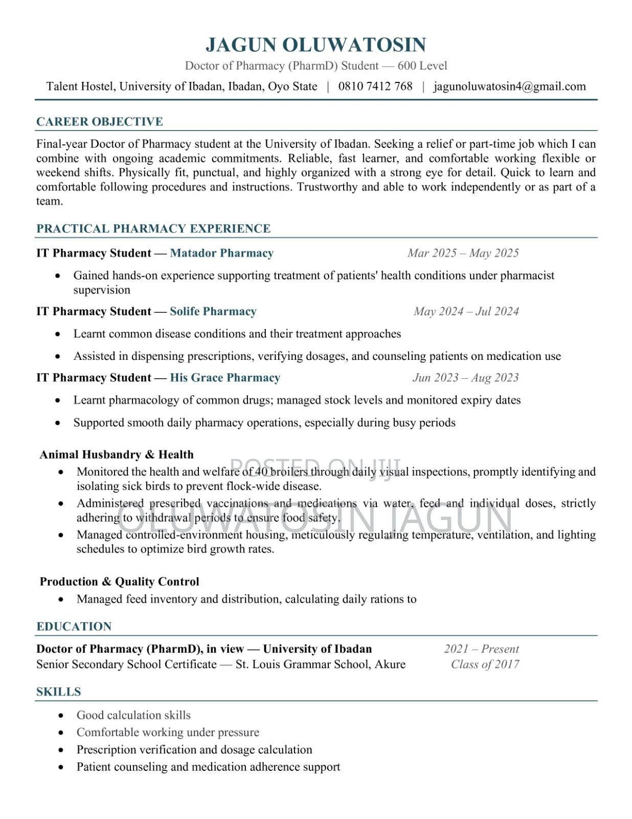Oluwatosin CV