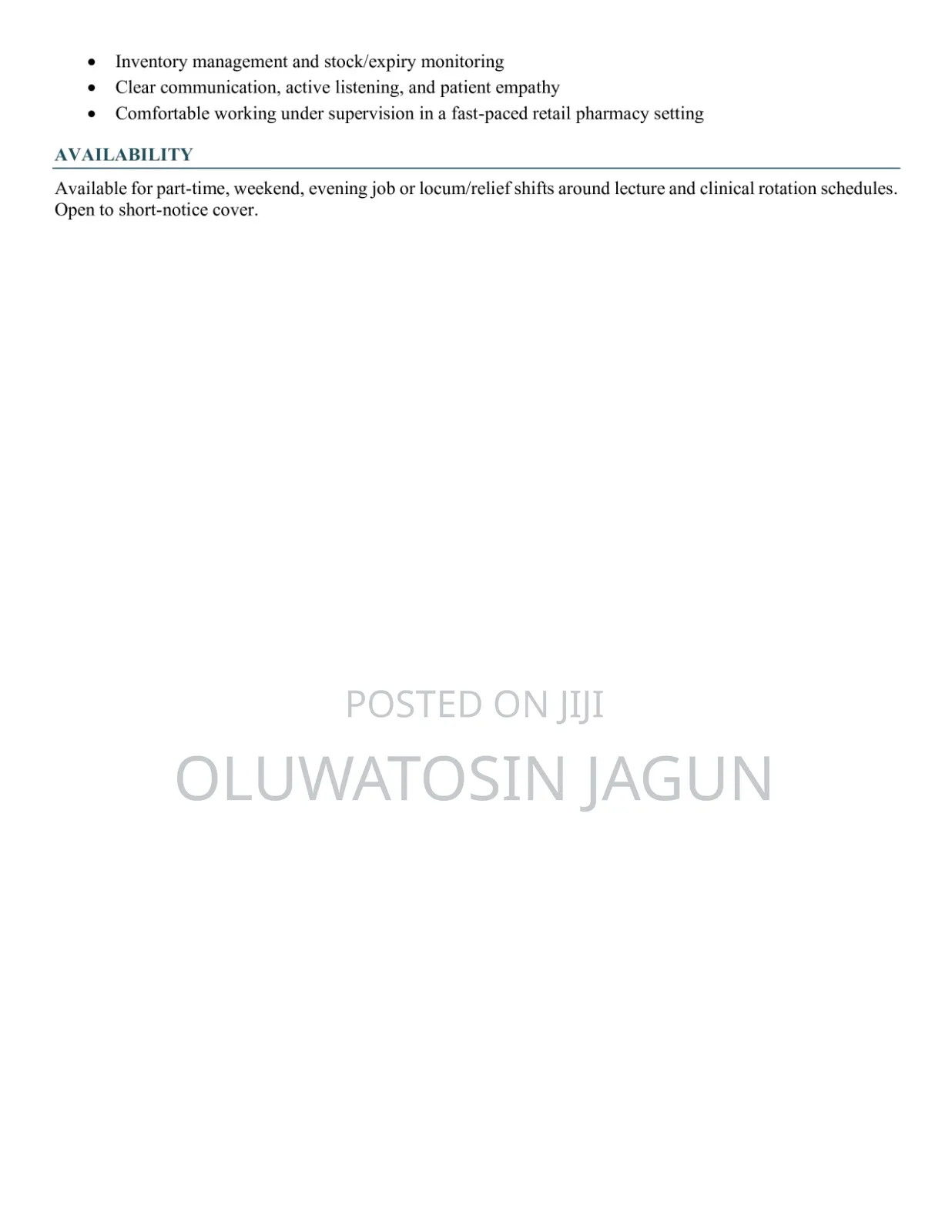 Oluwatosin CV