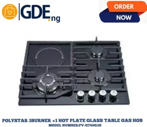 Polystar 3 Burner+1 Hot Plate Glass Table Gas Hod