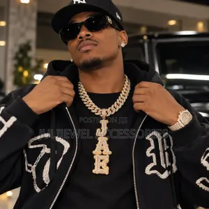 Iced Out Vertical Name Cuban Chain Set - Custom Name Pendant