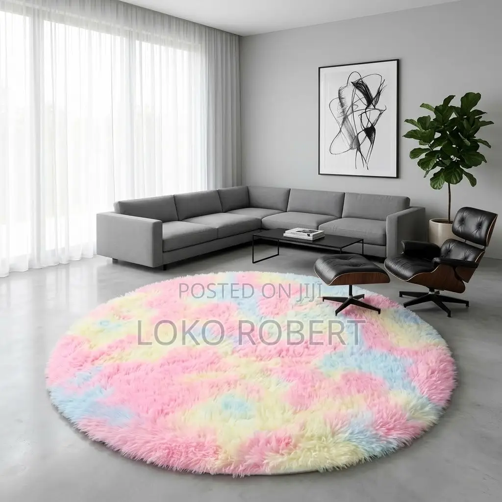 4ft Round Fur Rug- 120by120cm