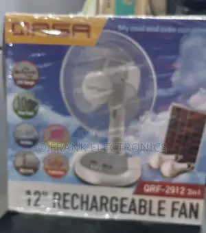 Qasa Rechargeable Table Fan 12” With Solar Panel and Bulb