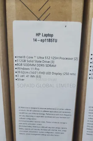 New Laptop HP 8GB Intel Core Ultra 5 SSD 512GB