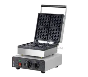 Commercial Single Square Electric Waffle Maker - 2-Slice Non-Stick