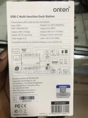 Onten Otn-Uc601 Type-C 12-in-1 Docking Station