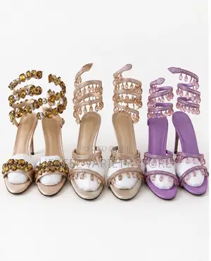 Luxury Ladies Rhinestone Ankle-Wrap Stiletto High Heel