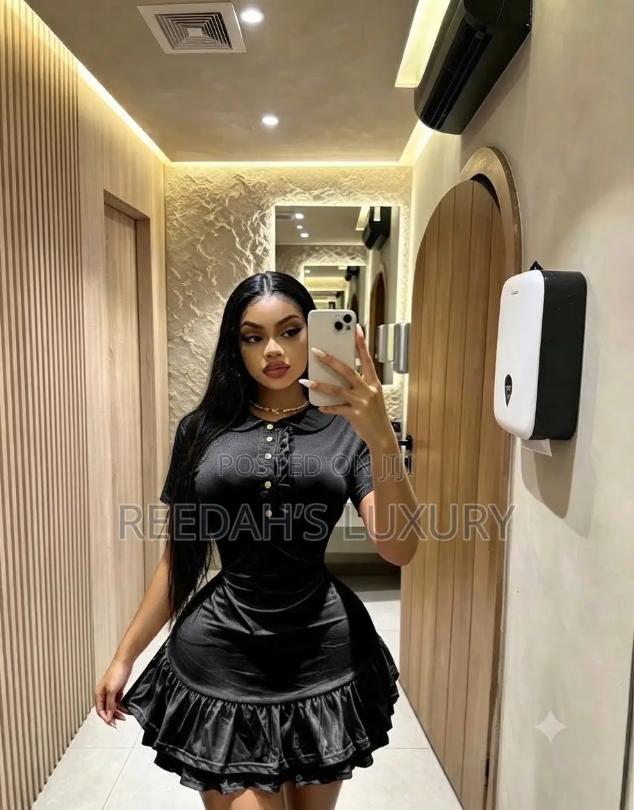 Ruffle-Hem Button-Front Mini Dress