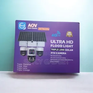Ultra HD 4G PTZ Triple Lens Solar Camera With 3 Floodlight