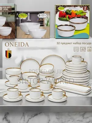 32pcs Luxury Proclaim Ceramic Gold-Rimmed Dinner Set