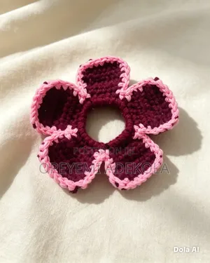 Title Handmade Crochet Flower Scrunchie