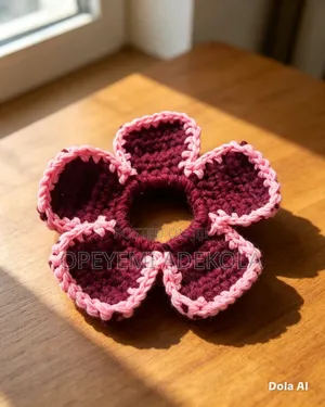 Title Handmade Crochet Flower Scrunchie