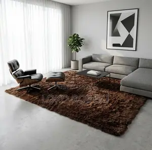 Plain Brown Vip Super Shaggy Center Rug