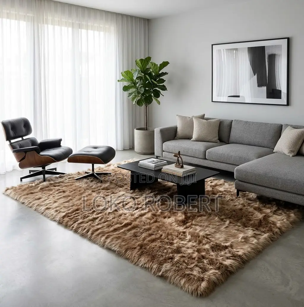 Plain Brown Vip Super Shaggy Center Rug