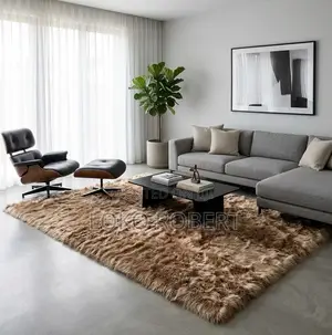 Plain Brown Vip Super Shaggy Center Rug