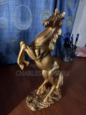 Gold Rearing Horse Decorative Sculpture, Statue and Decor