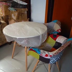 Round Dining Table + 2 Patchwork Accent Chairs