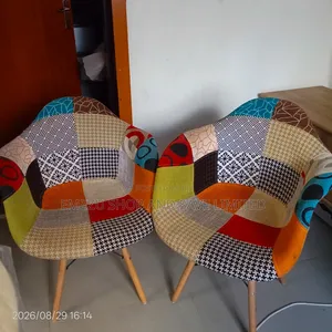 Round Dining Table + 2 Patchwork Accent Chairs