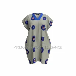 3 Quater Blue Flower Boubou